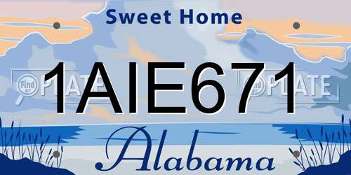 1AIE671 Alabama License Plate