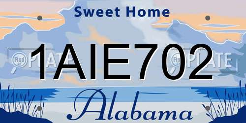 1AIE702 Alabama License Plate