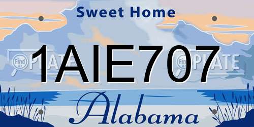 1AIE707 Alabama License Plate