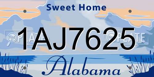 1AJ7625 Alabama License Plate