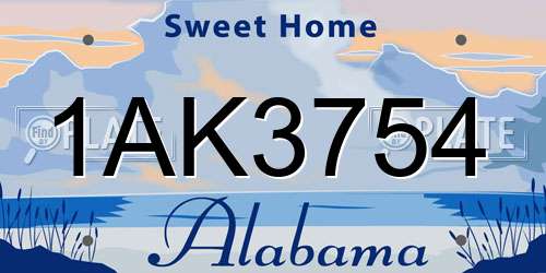 1AK3754 Alabama License Plate
