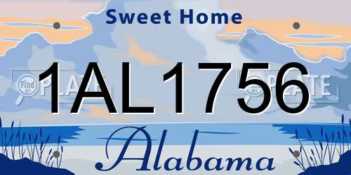 1AL1756 Alabama License Plate