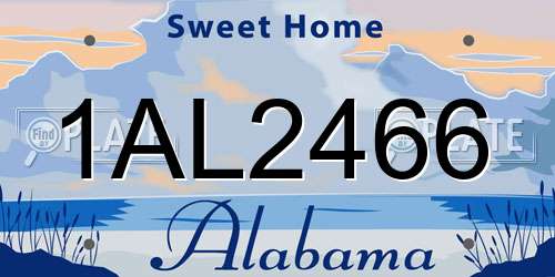 1AL2466 Alabama License Plate