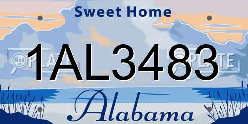 1AL3483 Alabama License Plate