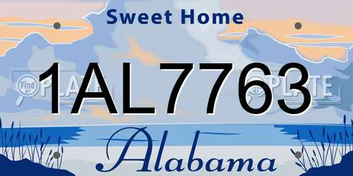 1AL7763 Alabama License Plate