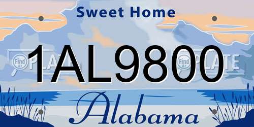 1AL9800 Alabama License Plate