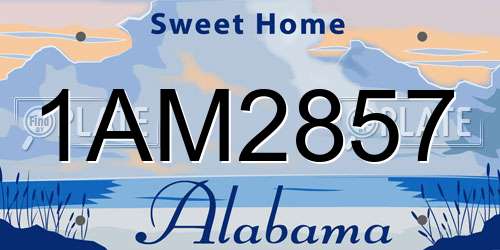 1AM2857 Alabama License Plate