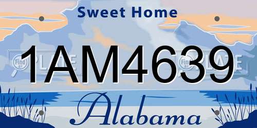 1AM4639 Alabama License Plate