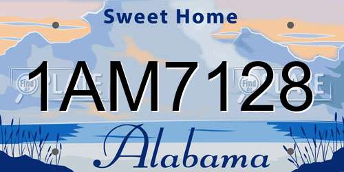 1AM7128 Alabama License Plate