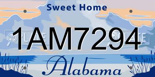 1AM7294 Alabama License Plate