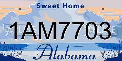 1AM7703 Alabama License Plate