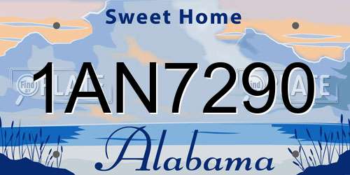 1AN7290 Alabama License Plate