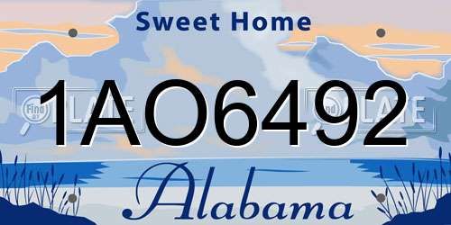 1AO6492 Alabama License Plate