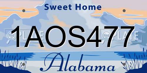 1AOS477 Alabama License Plate