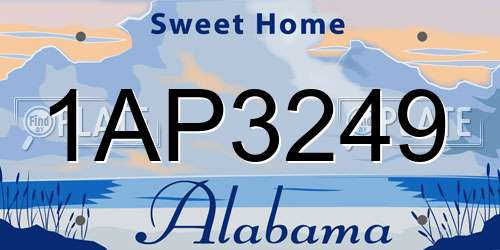 1AP3249 Alabama License Plate