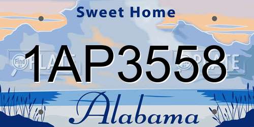 1AP3558 Alabama License Plate