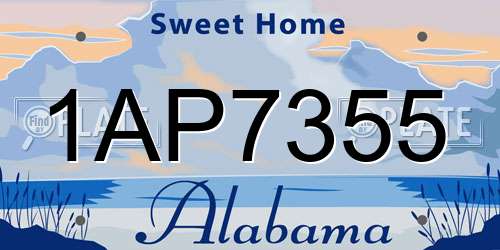 1AP7355 Alabama License Plate