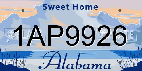 1AP9926 Alabama License Plate