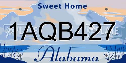 1AQB427 Alabama License Plate