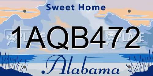 1AQB472 Alabama License Plate