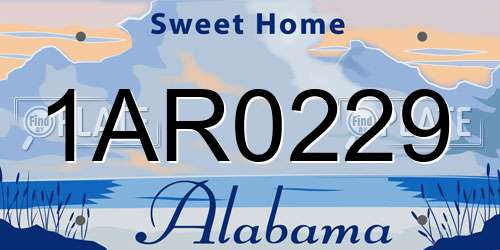 1AR0229 Alabama License Plate