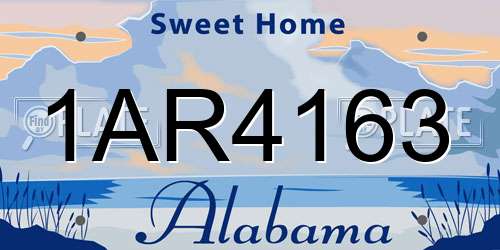 1AR4163 Alabama License Plate