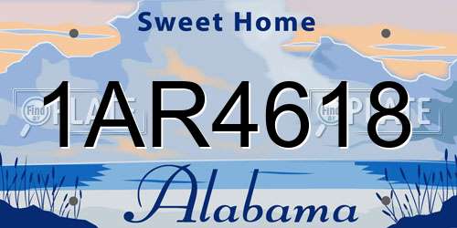 1AR4618 Alabama License Plate