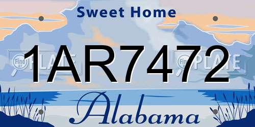 1AR7472 Alabama License Plate