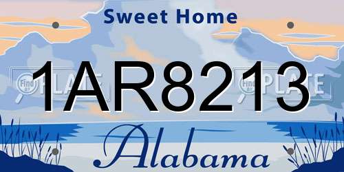 1AR8213 Alabama License Plate