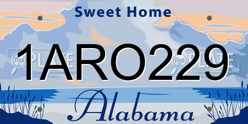 1ARO229 Alabama License Plate