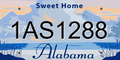 1AS1288 Alabama License Plate