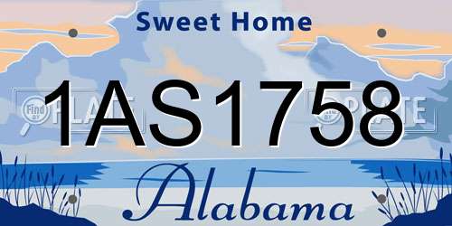 1AS1758 Alabama License Plate