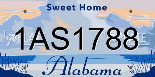 1AS1788 Alabama License Plate