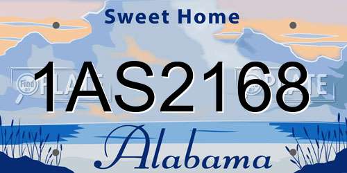 1AS2168 Alabama License Plate