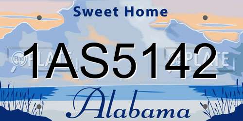 1AS5142 Alabama License Plate