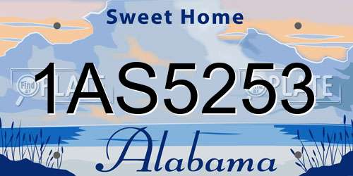 1AS5253 Alabama License Plate