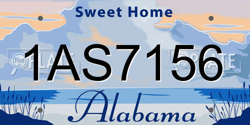 1AS7156 Alabama License Plate