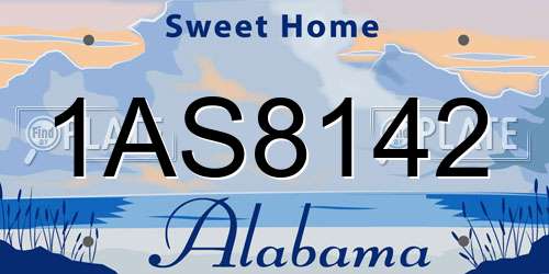 1AS8142 Alabama License Plate
