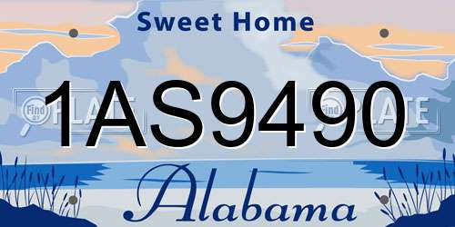 1AS9490 Alabama License Plate