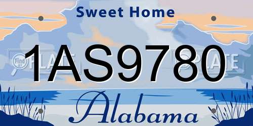 1AS9780 Alabama License Plate