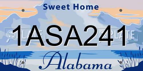 1ASA241 Alabama License Plate