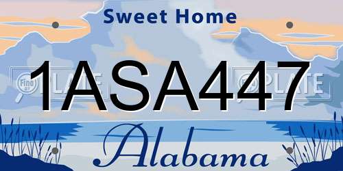 1ASA447 Alabama License Plate