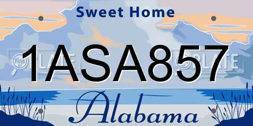 1ASA857 Alabama License Plate