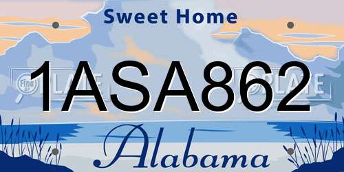 1ASA862 Alabama License Plate