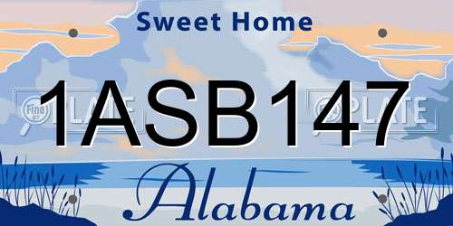 1ASB147 Alabama License Plate