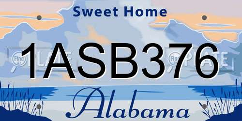 1ASB376 Alabama License Plate