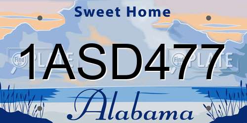 1ASD477 Alabama License Plate