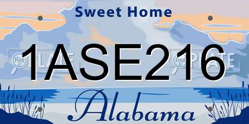 1ASE216 Alabama License Plate