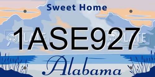 1ASE927 Alabama License Plate