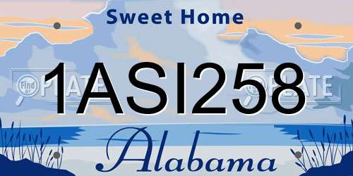 1ASI258 Alabama License Plate